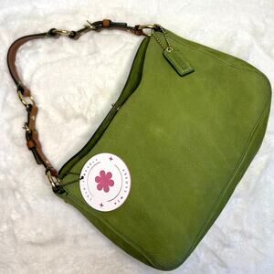 RARE y2k COACH 8A54 Chelsea Hobo Turnlock Nubuc Green Shoulder Bag